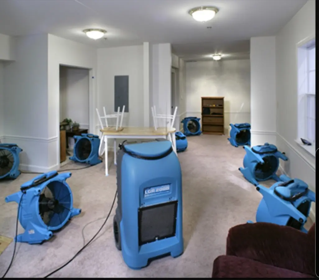Air movers and dehumidifier setup for Water Damage Restoration in Coral Gables